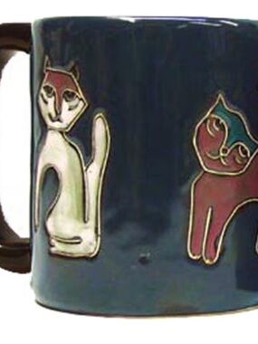 Playful Cat Ceramic Mug in Deep Blue